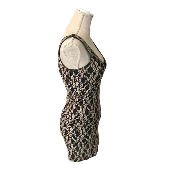 Intimately Free People Black and Gold Lace Embroidered Mini Dress - Picture 6 of 13